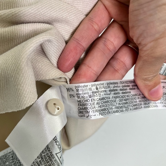 Zara - Ivory Cream Mock Neck Short Sleeve 2 Faux Pocket Mini Dress Size Medium - Picture 9 of 11